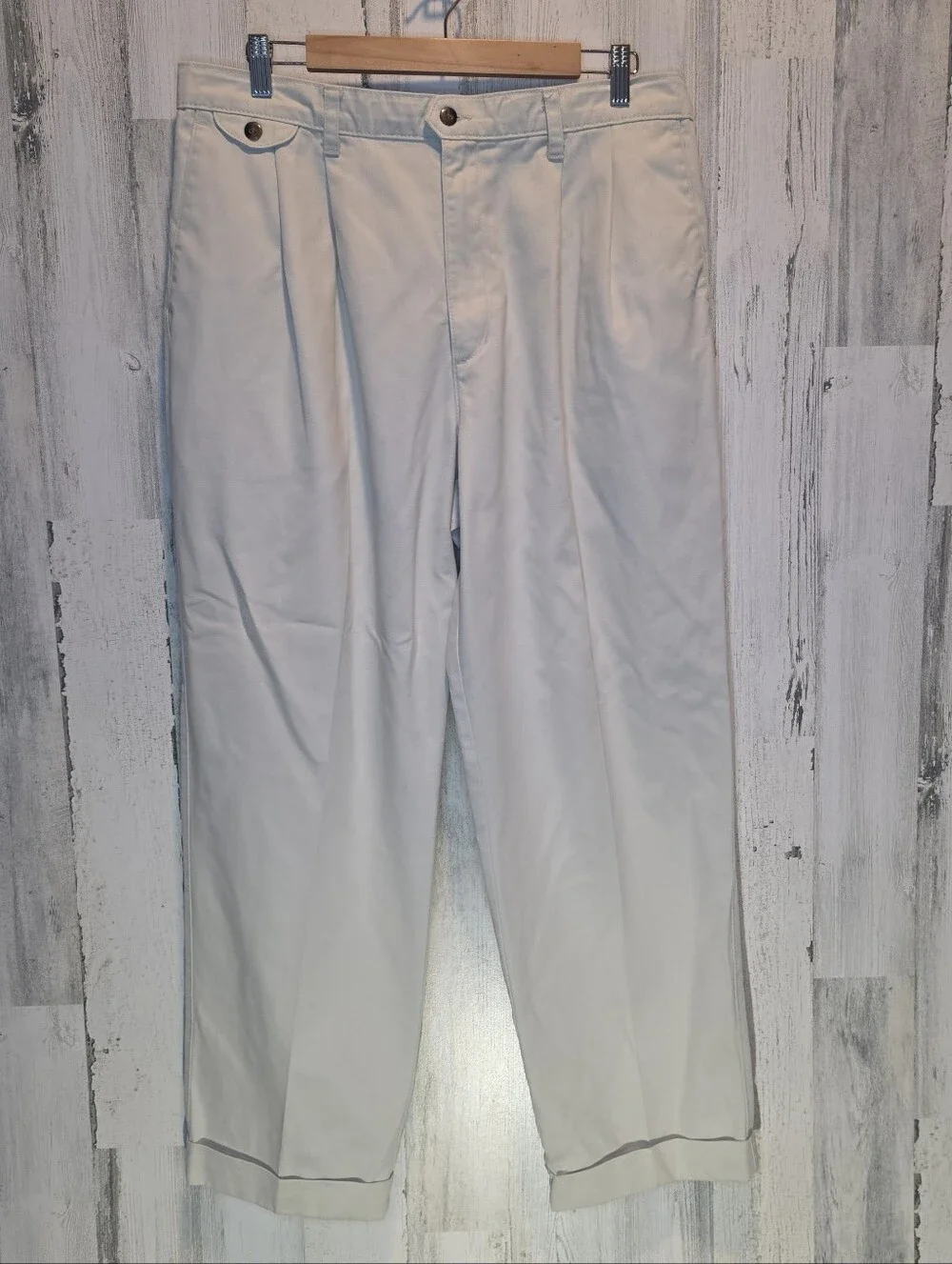 Dockers Loose Fit Pleated Chino Pants 36x30 Ivory Cream Vintage 90s